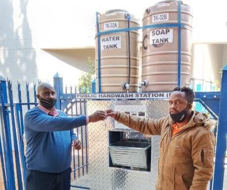 Public hand wash station project installation